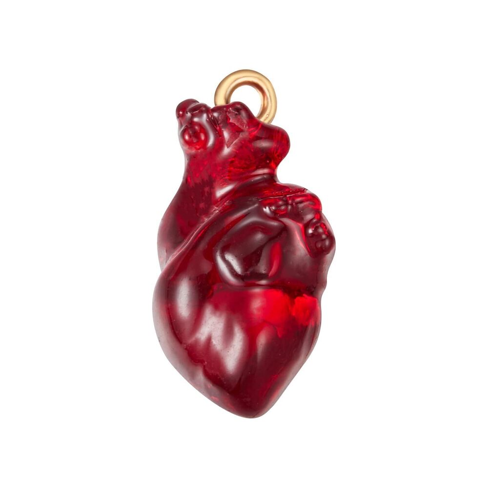 3670 10 Pcs Gothic Halloween Anatomical Heart Charms Dark Red Resin Charms